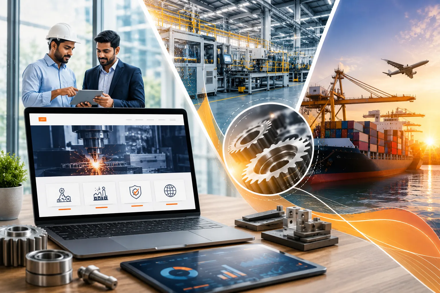 Modern manufacturing website showcasing industrial innovation and global reach Modern manufacturing website showcasing industrial innovation and global reach